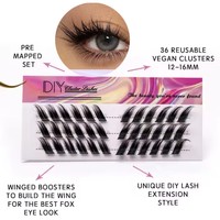 Grappe de cils précoupés en œil de renard ailé individuel Diy Segment L Curl Cluster Lashes L Curl Faux Mink Cluster Private Label