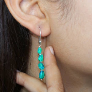 925ต่างหูเงินสเตอร์ลิงต่างหูแบบห้อยสีเขียวโอปอลชุบทองเครื่องประดับสำหรับงานเลี้ยงวันเกิดของขวัญวันครบรอบแต่งงานที่ทันสมัย - Product Image 3