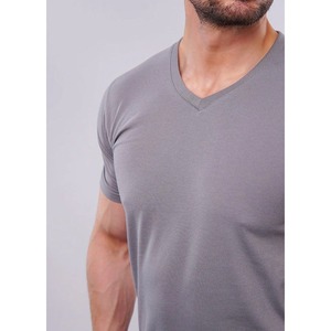 Camiseta de algodón orgánico 100% al por mayor para hombre Cuello clásico transpirable patrón liso estampado Digital poliéster/algodón - Product Image 2