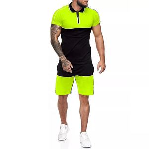 Conjunto informal de verano para hombre 2021, chándal de lana ecológico con mangas cortas a juego de colores - Product Image 1