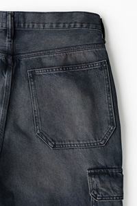 Pantalones vaqueros holgados Cargo de algodón para hombre, pantalones vaqueros azul oscuro relajados de alta calidad, pierna redondeada, pila de tobillo, pantalones Cargo personalizados ODM y OEM - Product Image 3
