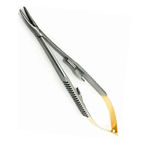 Castroviejo 14cm Instrument de microchirurgie Porte-aiguille incurvé réutilisable avec embouts ronds Source d'alimentation manuelle Instruments chirurgicaux - Product Image 1