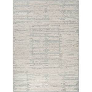 Alfombra Aprezo de Lana y Seda Color Marfil, Anudada a Mano, con Patrón Abstracto, para Sala de Estar, Rectangular, para Pasillo, Modelo Siws-08 - Product Image 1