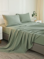 Parure de draps en coton brossé doux 100% coton, 300 fils, couleur unie, pour la maison et l'hôtel, doux pour la peau, respirant, 4 pièces, qualité supérieure