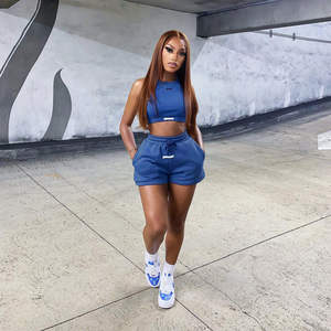 Conjunto Deportivo Casual de 2 Piezas para Mujer, Talla Grande, Shorts de Gimnasio hasta la Rodilla, Estilo Jersey de Béisbol, para Baloncesto y Ejercicio - Product Image 2