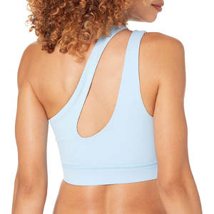 One Shoulder Crop Sports Bra Summer One Shoulder Yoga Sports Bra <b>Sexy</b> <b>Tube</b> Tops Sleeveless Backless Workout Fitness Bra - Product Image 3