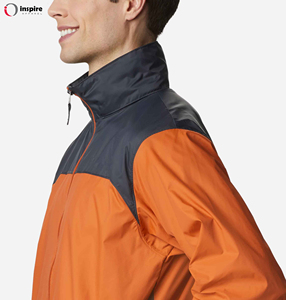 Chaqueta Impermeable para Hombre con Capucha, Tejido Softshell Transpirable, Cuello Alto, Logotipo Frontal, para Senderismo y Camping - Product Image 6