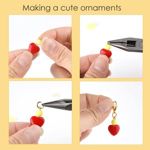 Kit de fabrication de bijoux en métal 3 ciseaux pour épingles à tête d'anneau de saut fermoirs pince à épiler en fil élastique boîte rectangulaire argentée dorée - Product Image 5