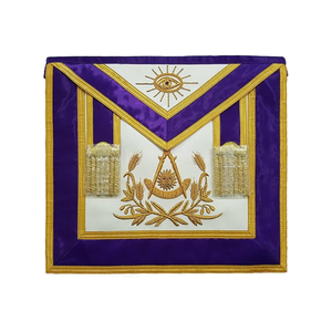 Luxe passé maître bleu Lodge Style maçonnique tablier Chenille tissu 3D LED clignotant personnalisable couleurs Badges aimant attachement - Product Image 1