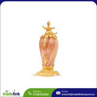 Urne élégante en malachite plaquée or 24 carats, sculptée à la main, design Art Déco écologique, personnalisable, pour une décoration intérieure haut de gamme
