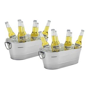 Bañeras, 2 cubos de hielo de metal para barra de cócteles, cubos de bebida de cerveza de vino de 3 galones con asas, Enfriador de bañera grande - Product Image 4