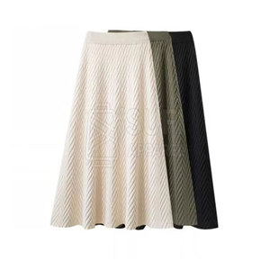 Jupe en cachemire pour femme de haute qualité, écologique, respirante, taille naturelle, coupe ajustée, classique, droite, mi-longue, couleur unie, douce - Product Image 2