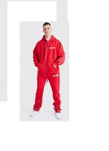 Sweat à capuche OEM et pantalon de survêtement évasé Acid Wash French Terry 500gsm survêtement Streetwear pantalon de survêtement et sweat à capuche imprimés personnalisés 20 - Product Image 5