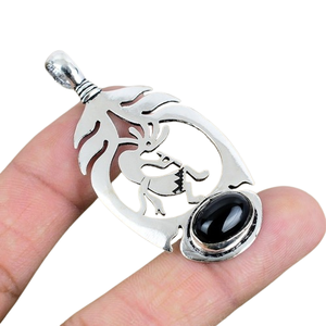 เครื่องประดับอัญมณีสีดำโอนิกซ์สำหรับผู้หญิงจี้เงินสไตล์ Boho 925เงินสเตอร์ลิงจี้ทำด้วยมือของขวัญสำหรับ - Product Image 1