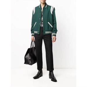 Veste universitaire en laine mérinos pour homme sur mesure avec manches en cuir Vente en gros Veste de baseball pour le printemps Tissu en toile - Product Image 3