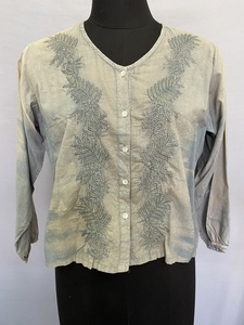 ชุดเดรสผ้าฝ้ายพิมพ์ลายแขนพองยาวคอวีเดรสผ้าลินินผ้าฝ้ายยาวเดรสลำลองจับจีบสำหรับผู้หญิง - Product Image 2