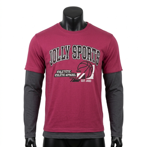 เสื้อยืดคอตตอนพรีเมียม 220 GSM สีแดงเลือดหมู แขนยาวพิมพ์ลายโลโก้ เสื้อยืดสั่งทำพิเศษ แขนสองชั้น - Product Image 1