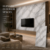 Panel de Pared de PVC MORLENX, Lámina de Mármol UV Blanco Gris con Textura de Grietas Doradas