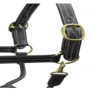 Couture fantaisie et rembourrage licou de cheval en cuir anglais noir avec cheval de licou en laiton entièrement réglable robuste - Product Image 4