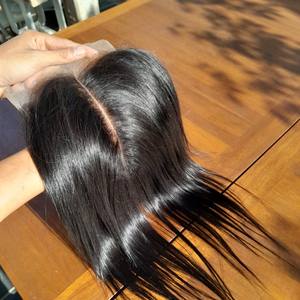 2024 nuevo producto cutícula alineada fabricante de cabello humano HD encaje suizo transparente Real HD encaje Frontal cierre cabello - Product Image 2