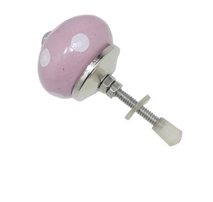 Boutons industriels en céramique rose pour bébé, à pois blancs, poignées de tiroir pour armoire, cuisine, salon, salle à manger, commode - Product Image 2