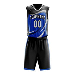 Ensembles d'uniformes de vêtements de sport en polyester de sublimation de maillots de basket-ball imprimés antibactériens personnalisés réversibles - Product Image 2