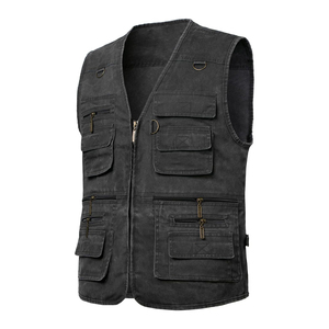 Men Casual Outdoor Fly Fishing Vest with Multi Pockets Autumn Breathable Work Safari Travel Cotton Hunting <b>Denim</b> <b>Fabric</b> - Product Image 5