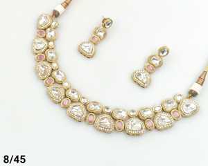 Diseñador de fiesta desgaste AntiquePlated Kundan piedra joyería tradicional hermoso diseño Simple gargantilla collar pendiente para mujer - Product Image 1