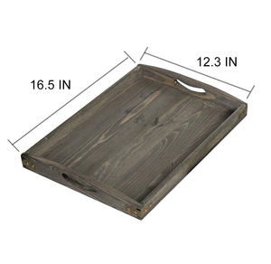 Plateau de service en bois de pin massif durable avec poignées Plateaux décoratifs de ferme rustique de haute qualité pour les vendeurs en ligne Abordable - Product Image 2