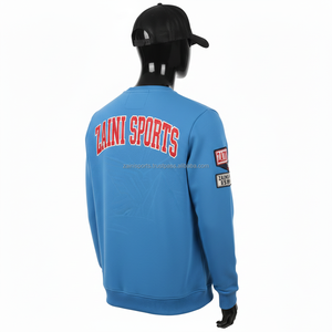 Sudadera de Hombre de Algodón y Poliéster de 320 g/m², Color Azul, con Logotipo Personalizado Bordado y Insignias Aplicadas, Sudaderas Básicas - Product Image 5