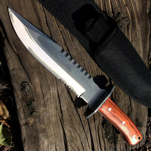 Couteau Bowie de chasse à lame fixe en acier au carbone fait à la main de haute qualité avec manche en bois Pakka et gaine en cuir véritable OEM - Product Image 3