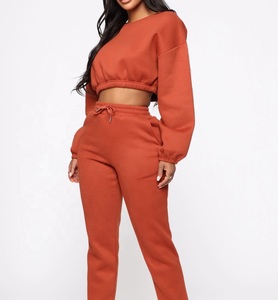 Ropa de calle recortada, sudadera de manga larga con cuello redondo para mujer, sudaderas de algodón, sudaderas lisas para mujer, sudaderas de diseñador de lana cálida - Product Image 3