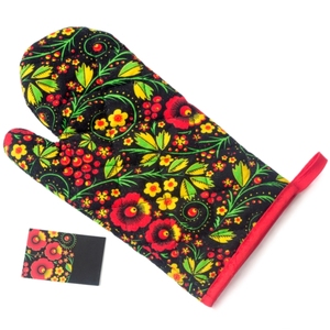 <b>Red</b> Oven Mitts printed Style Best Quality Oven Mitt for Oven Use Manufacturer in India - Product Image 4