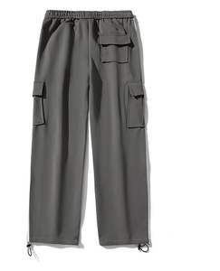 Venta al por mayor Pantalones atléticos para hombres 100% algodón Pantalones deportivos casuales de pierna ancha holgados Forro polar de color elástico de cintura alta - Product Image 3