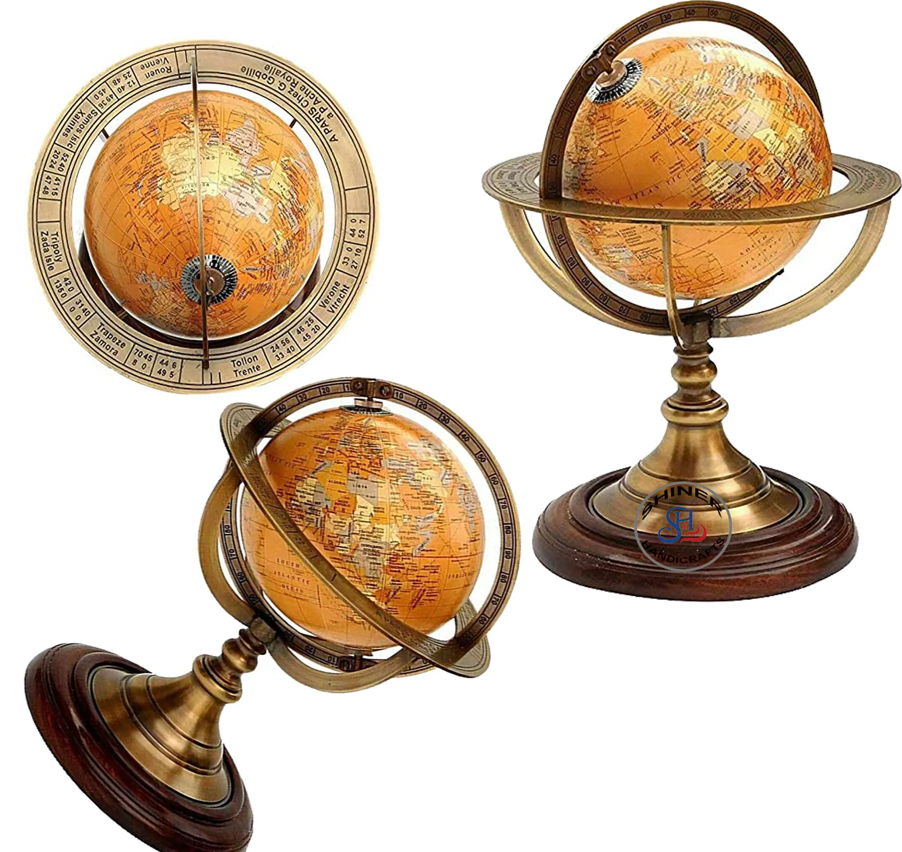 Bahari antik kuningan arlounder Globe Vintage kuningan Desktop kantor meja peta dunia Globe tampilan baru & kualitas hadiah udara