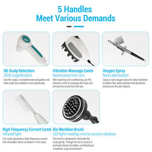 เครื่องดูแลหนังศีรษะ5-in-1แบบพกพาเครื่องป้องกันผมร่วงการวิเคราะห์หนังศีรษะการบำบัดเพื่อการเจริญเติบโตของเส้นผมคลินิกสปาร้านเสริมสวยผลิตภัณฑ์นวด - Product Image 4