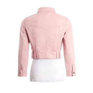 Chaqueta vaquera recortada de alta calidad OEM para mujer, chaqueta vaquera corta informal con forro de lino, pantalones vaqueros tejidos a la moda para otoño - Product Image 6