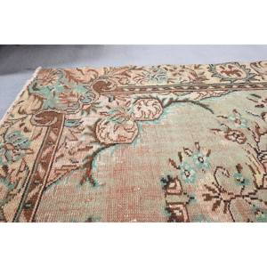 Alfombra turca Vintage Beige Verde 5,7X9,1 FT Tejido plano de lana con patrón de retazos para decoraciones de sala de estar - Product Image 2
