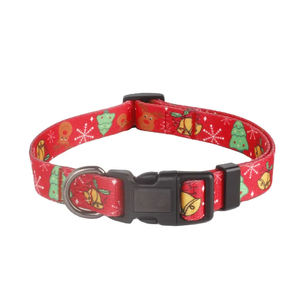 Conçu sur mesure collier de chien de Noël pour animaux de compagnie haute qualité réglable en nylon polyester imprimé motif plume caractéristique Breakaway - Product Image 6