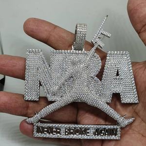 HipHop Ice Out Diamant NRA Logo Personnaliser Pendentif 14K Finition Or Blanc - Product Image 1