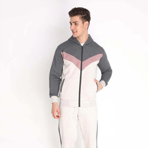 Survêtement élégant à capuche à blocs de couleurs pour hommes, doux et durable pour tous les jours, vêtements décontractés et activités athlétiques d'hiver, logo imprimé - Product Image 3