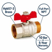 Vanne à boisseau sphérique en laiton pleine passée OMANS D1015, filetage NPT 1/2 pouce, pour coupure d'eau, joint PTFE, 10 bars, garantie 5 ans, manuelle, OEM