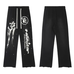Noir blanc chaud tendance Style hommes côté couleur bloc mince Flare pantalon célèbre marque de luxe décontracté Sports de plein air - Product Image 1