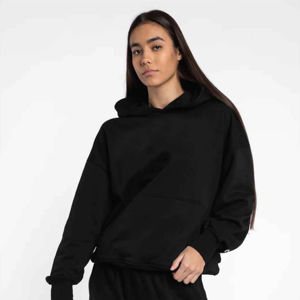 Sudadera con capucha tipo manta, cómoda y transpirable, 100% algodón sherpa, con cierre de cremallera, cuello alto y corte corto para mujer. - Product Image 2