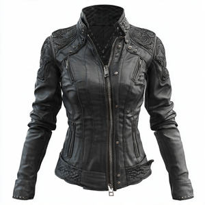 Chaqueta de moto de cuero de imitación para mujer, abrigo de cuero de imitación para mujer, ropa de moda para mujer, chaquetas de cuero de motorista cálidas para invierno - Product Image 6