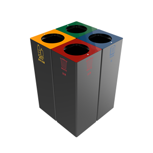 Stainless Steel 3 Compartments Waste Rubbish Trash Recycle Bin