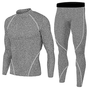 Ensemble de compression thermique flexible aide les hommes à effectuer dans un ensemble de compression à froid ensemble de compression de force de mouvement de fitness bon sport - Product Image 3
