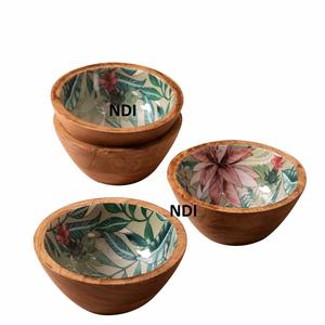 Enamel Finishing Household Catering Serving Bowl Customized Fruit Salad Server Bowl Pasta Or <b>Noodles</b> Serving Wooden Bowl - Product Image 3