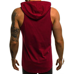 Customized <b>Men</b> <b>Sleeveless</b> <b>Pullover</b> Hoodie Sports Athletic Workout Vest Printed Pattern <b>Sleeveless</b> Hoodie - Product Image 2