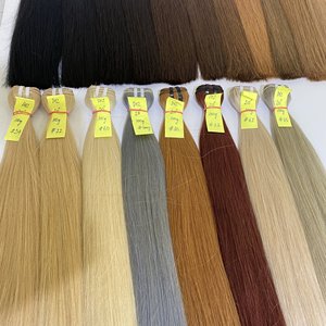 Extensions de cheveux russes de qualité supérieure, à cuticules alignées, Remy vierge, trame plate, couleur personnalisée, Double paquet de cheveux dessinés - Product Image 4